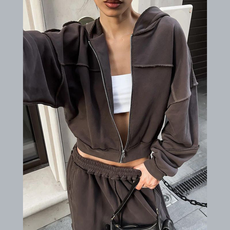 Off-Duty Zipper Tracksuit Set – Long Sleeve & Loose Fit