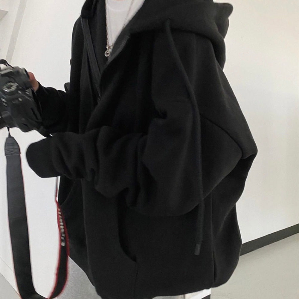 Loose Long Sleeve Zipper Pocket Hoodie