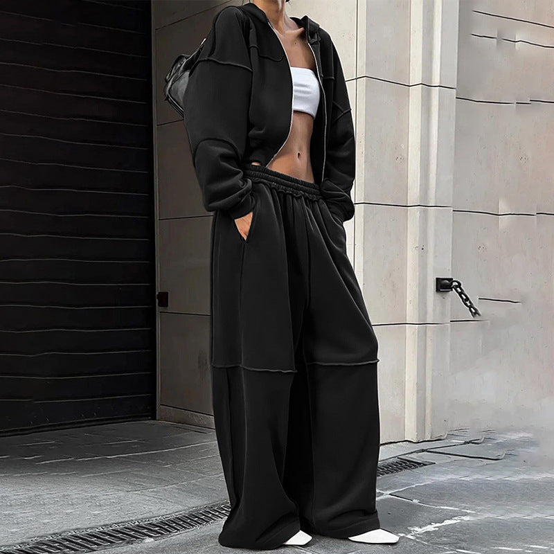 Off-Duty Zipper Tracksuit Set – Long Sleeve & Loose Fit